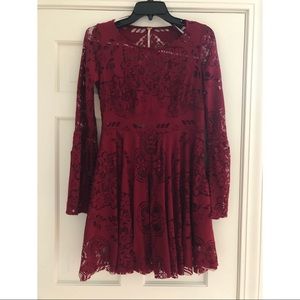 free people deep red lace dress